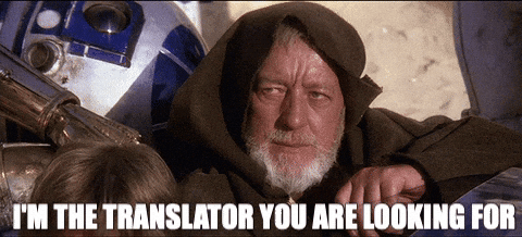 Obi Wan Kenobi captured by storm troopers using mind control to state "I'm the translator you are looking for".