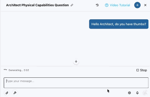 Chat conversation GIF that shows rating a message with thumbs up or down.