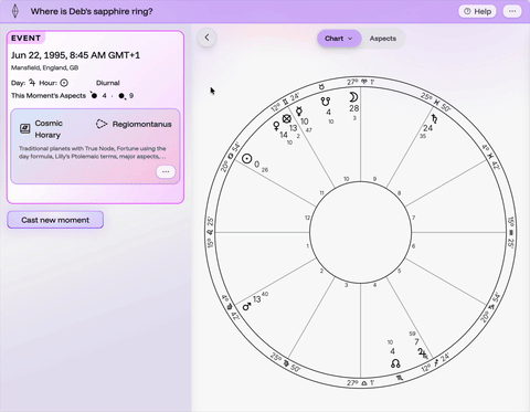 Animation showing switching between Perspectives on a chart within Cosmic Plumbing.