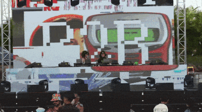 Nokia City glitchy performance visuals animated GIF