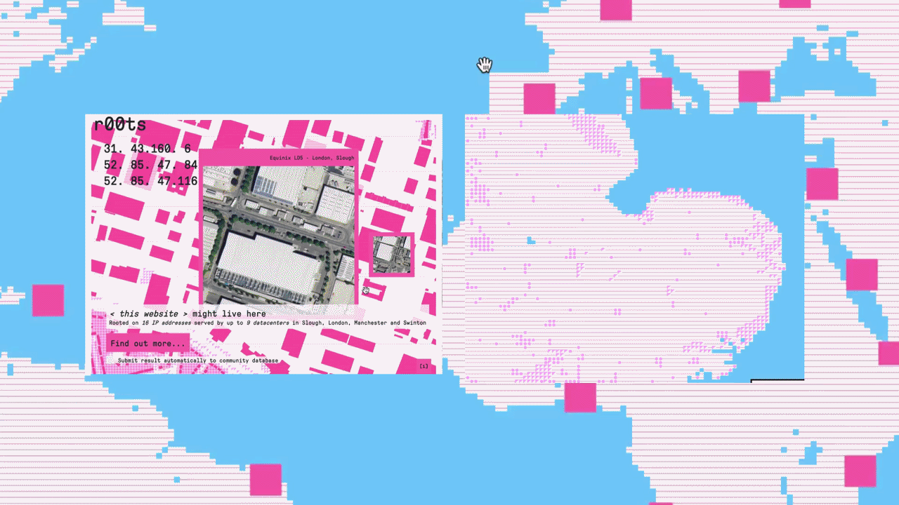 r00ts browser extension walkthrough, tracing the data centres behind a web page